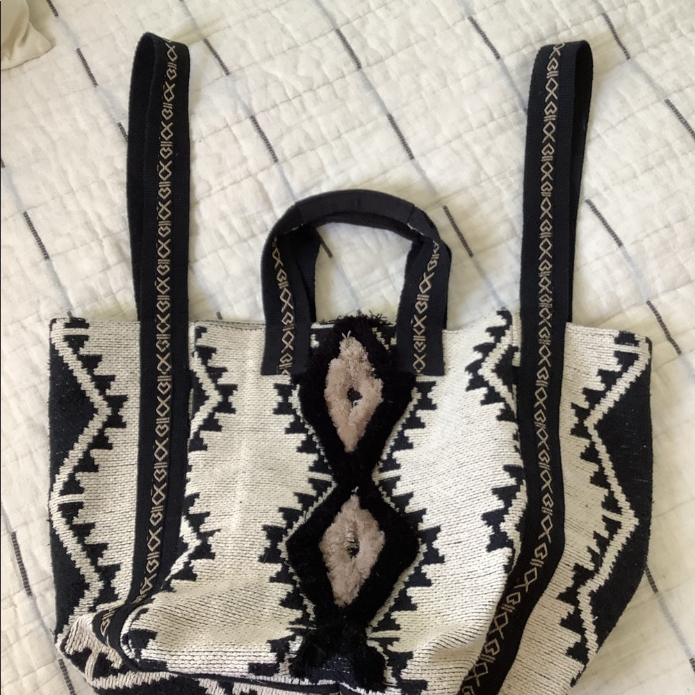 Boho textured carpet satchel bag